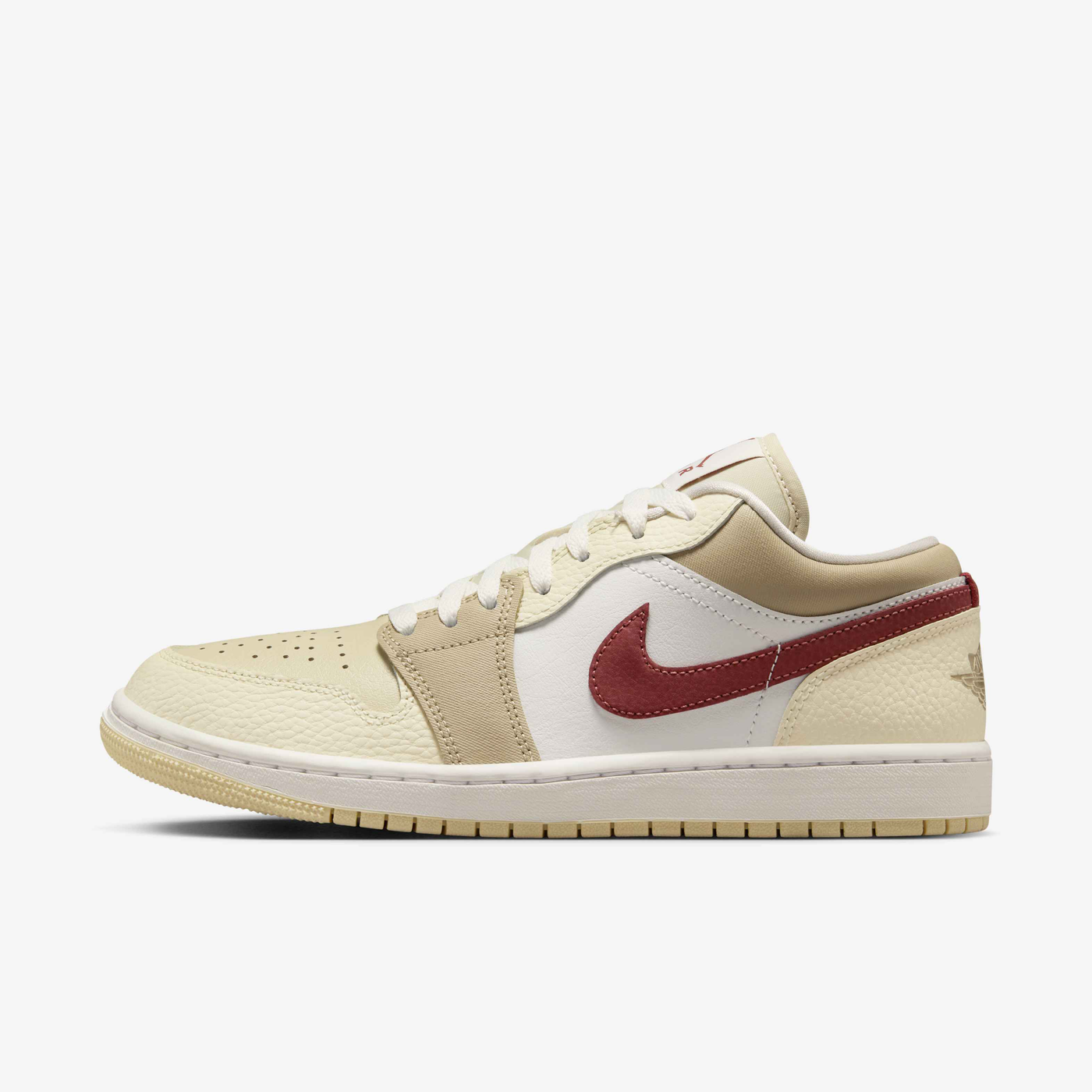 Air Jordan 1 Low 'Sail / Tan / Red Swoosh Heel'