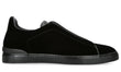 ZEGNA  Velvet Triple Stitch Sneakers "Black"