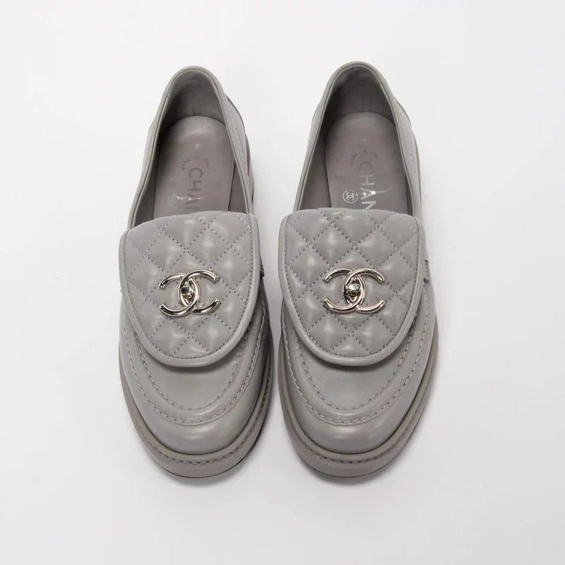 Chanel Grey Lambskin CC Turnlock| Women's