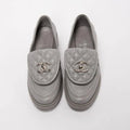 Chanel Women's Loafers | Grey Lambskin CC Turnlock