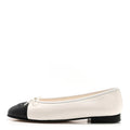 Chanel Women's Loafers | Lambskin Cap Toe CC White Black
