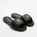 Chanel Women Quilted Flap Slides | Black