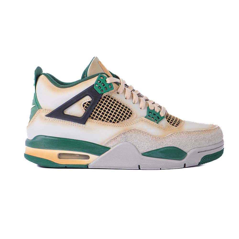 Air Jordan 4 Retro Custom 'Volt Green / Forest Green / Cream'