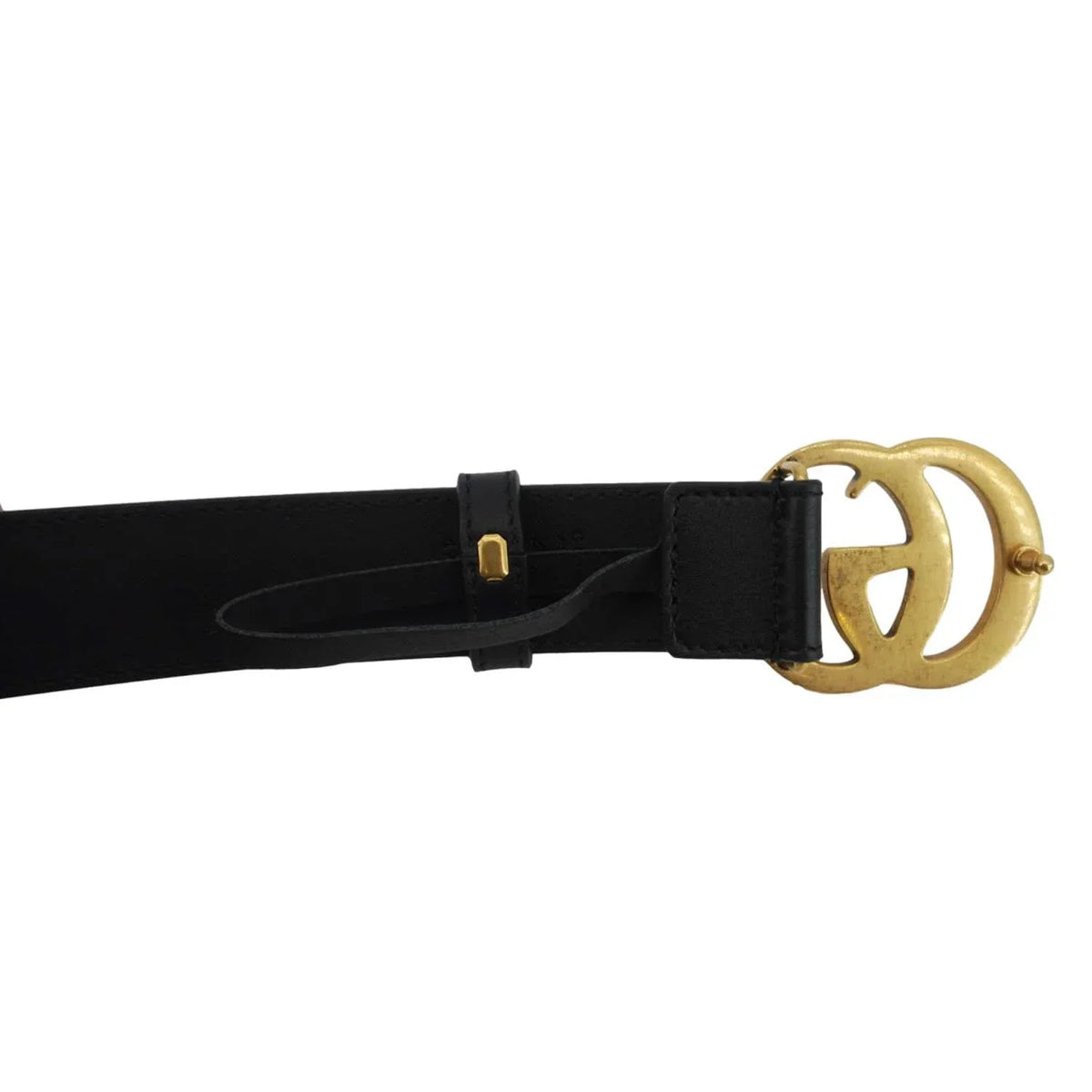 Gg Buckle Leather Belt Black