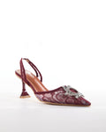 Susan Michael Desideria Diamond Lace Flared Heels