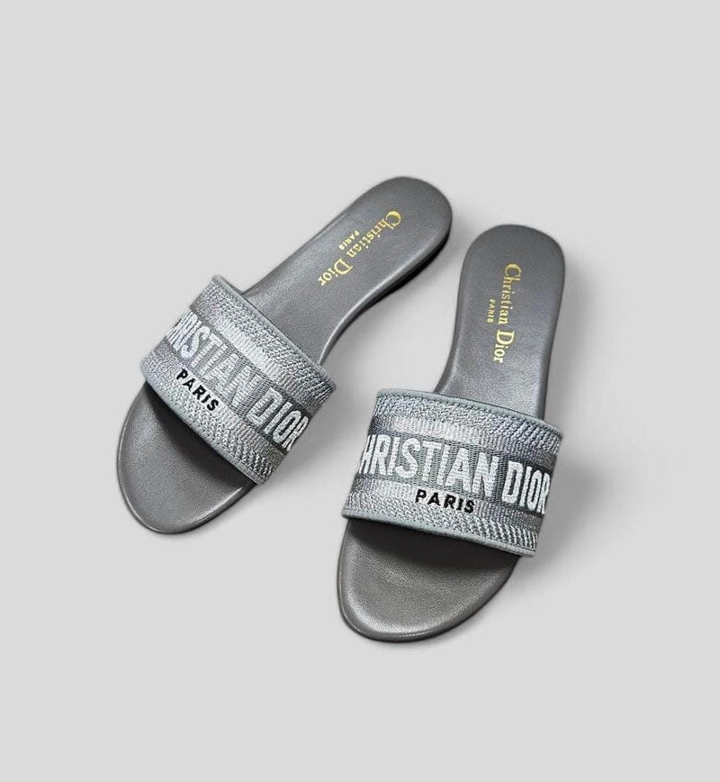 Christian Dior Dway Grey Logo Slides