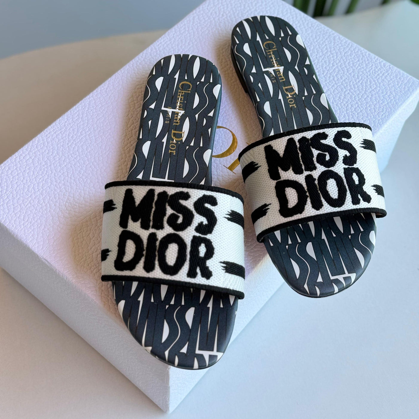 Christian Dior Miss Dior Dway Slides in Beige