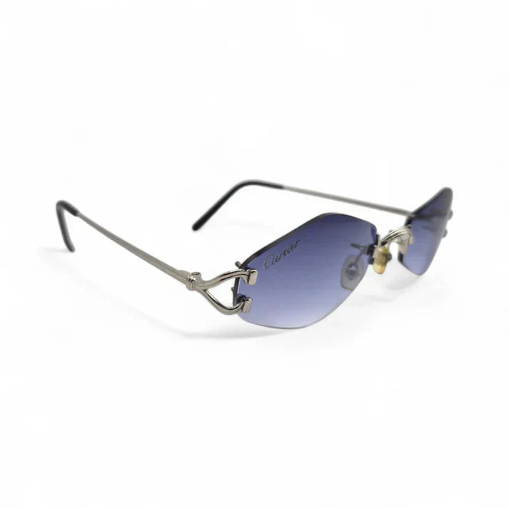 Cartier rimless sunglasses Platinum Wires Sunglasses w/ Smoke Gray/Blue Lenses