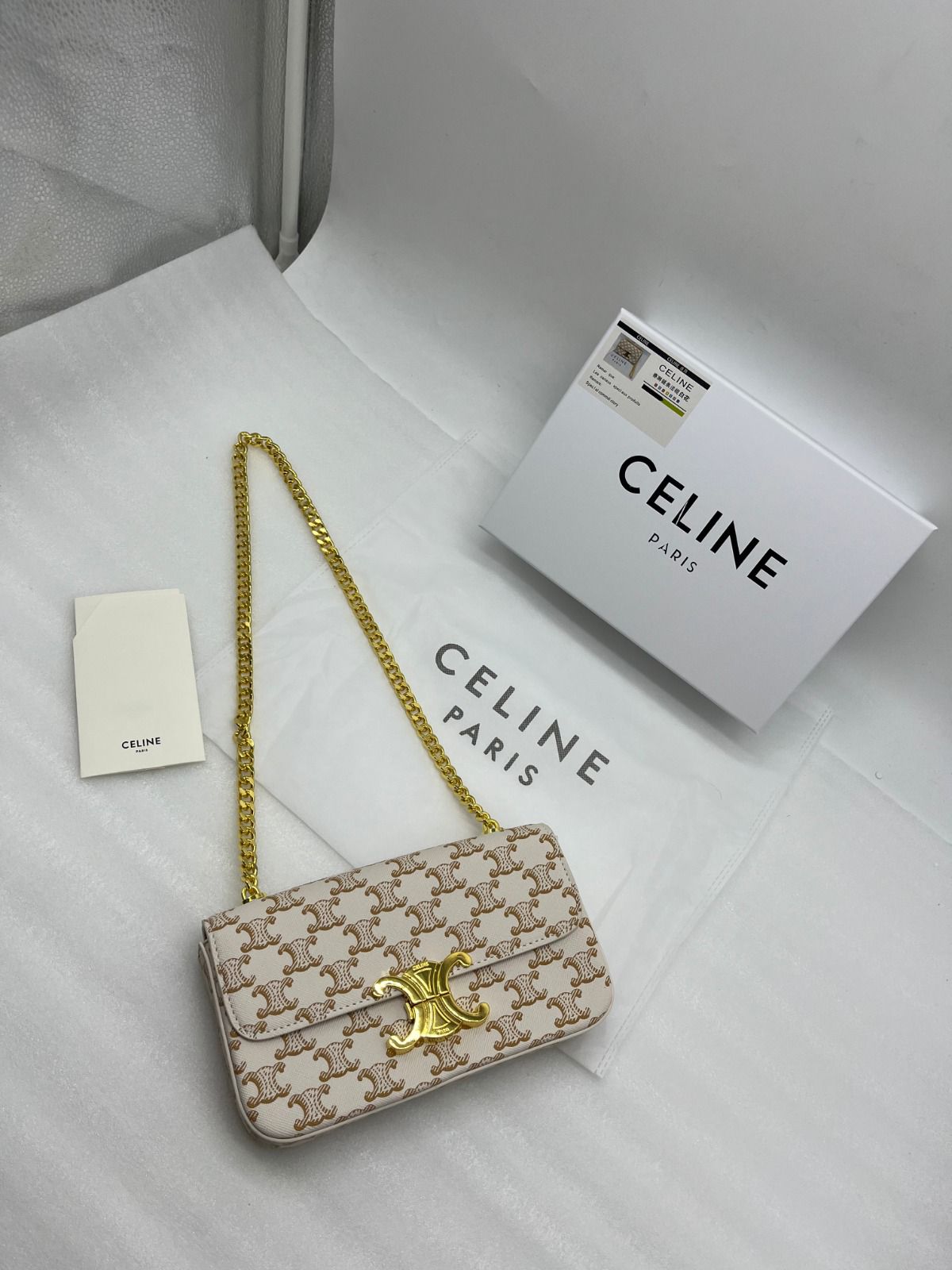 Celine Bag | Cuir Triomphe Chain Shoulder White