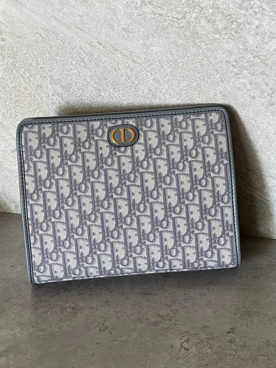 Christian Dior 30 Montaigne Dea Pouch in Blue Dior Oblique Jaccuard