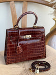 Hermés Kelly 28 Sellier Bag Bourgogne Red Crocodile Contour Limites Edition