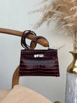 Hermés Kelly Pochette Clutch Bag Rare Bordeaux Crocodile Palladium Hardware