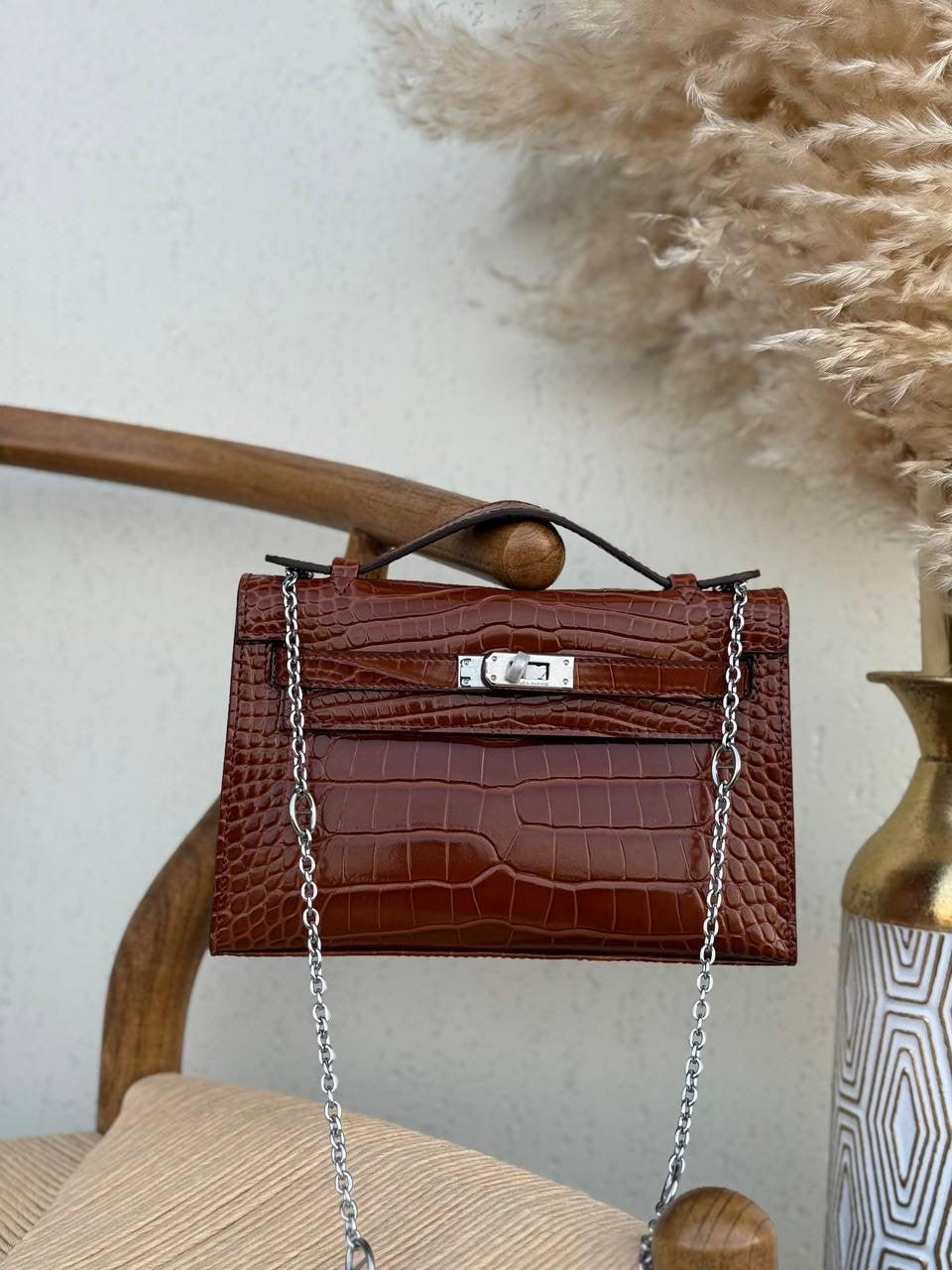 Hermés Kelly 22 Crocodile Porosus Lisse Bag