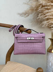 Hemrés Mini Kelly II Bag in Mauve Pale Matter Alligator Leather