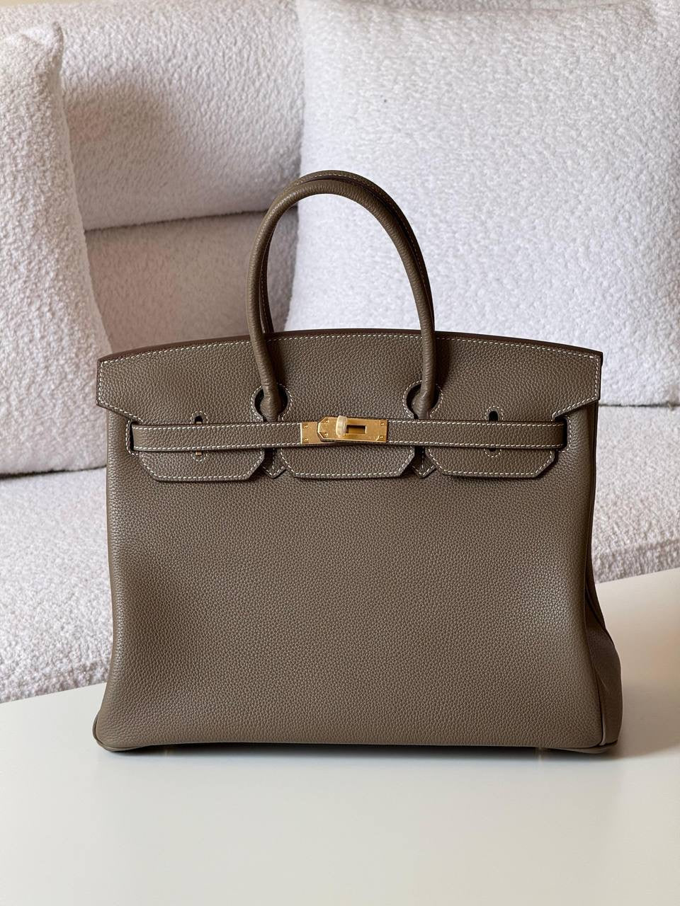 Hermés Birkin Bag Taupe Clemence Leather