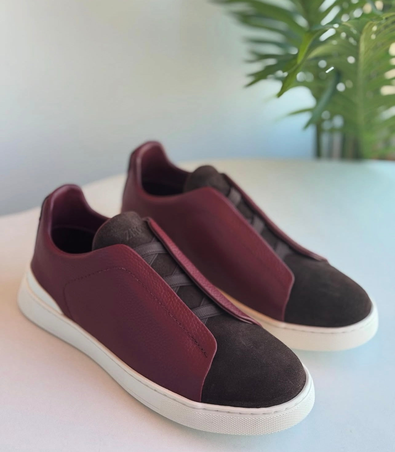 ZEGNA Suede Triple Stitch Low Top Sneaker | Violet