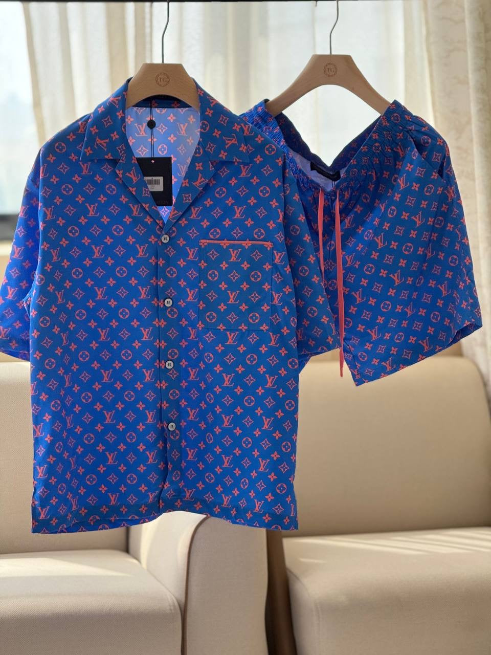 Louis Vuitton Silk Pajama Set with a Monogram Glow Motif