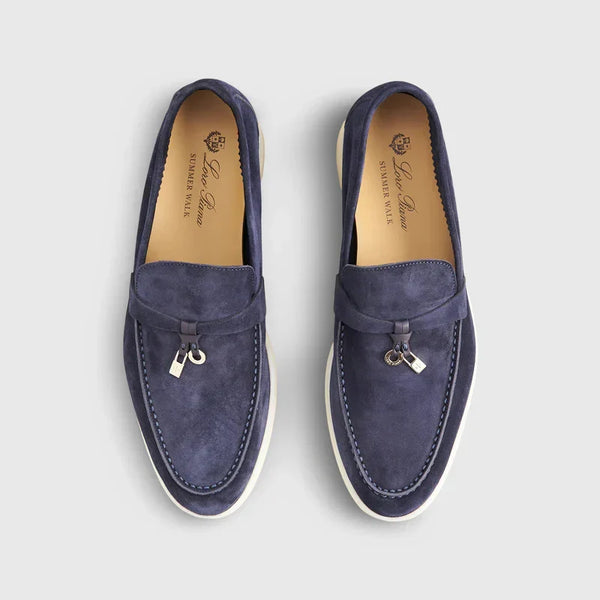 Loro Piana Women's Loafers | Summer Charms Walk Suede Argo Blue Melange