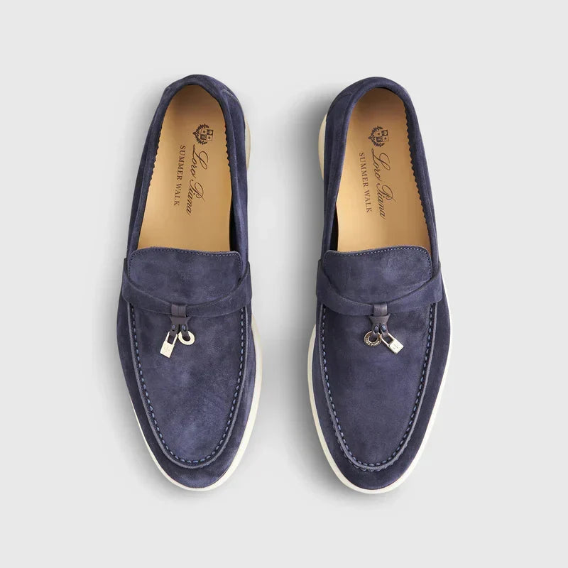 Loro Piana Women's Loafers | Summer Charms Walk Suede Argo Blue Melange
