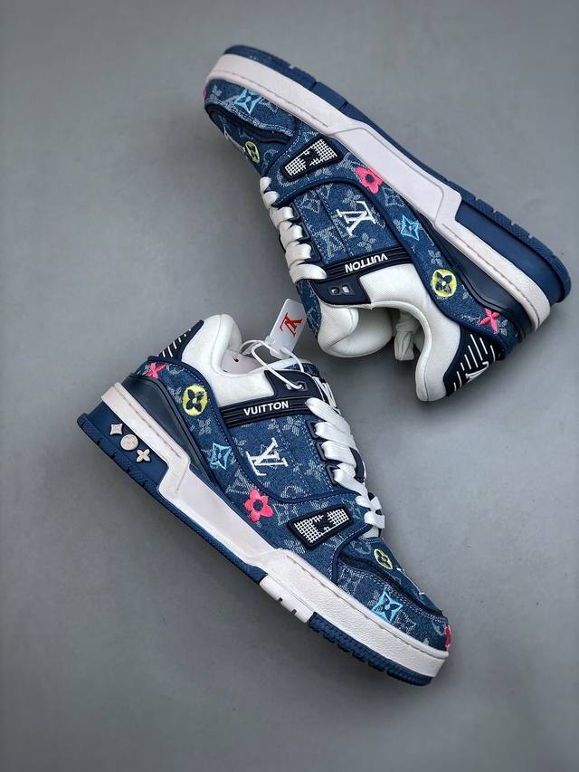 Louis Vuitton Trainer Blue Denim Embroidered