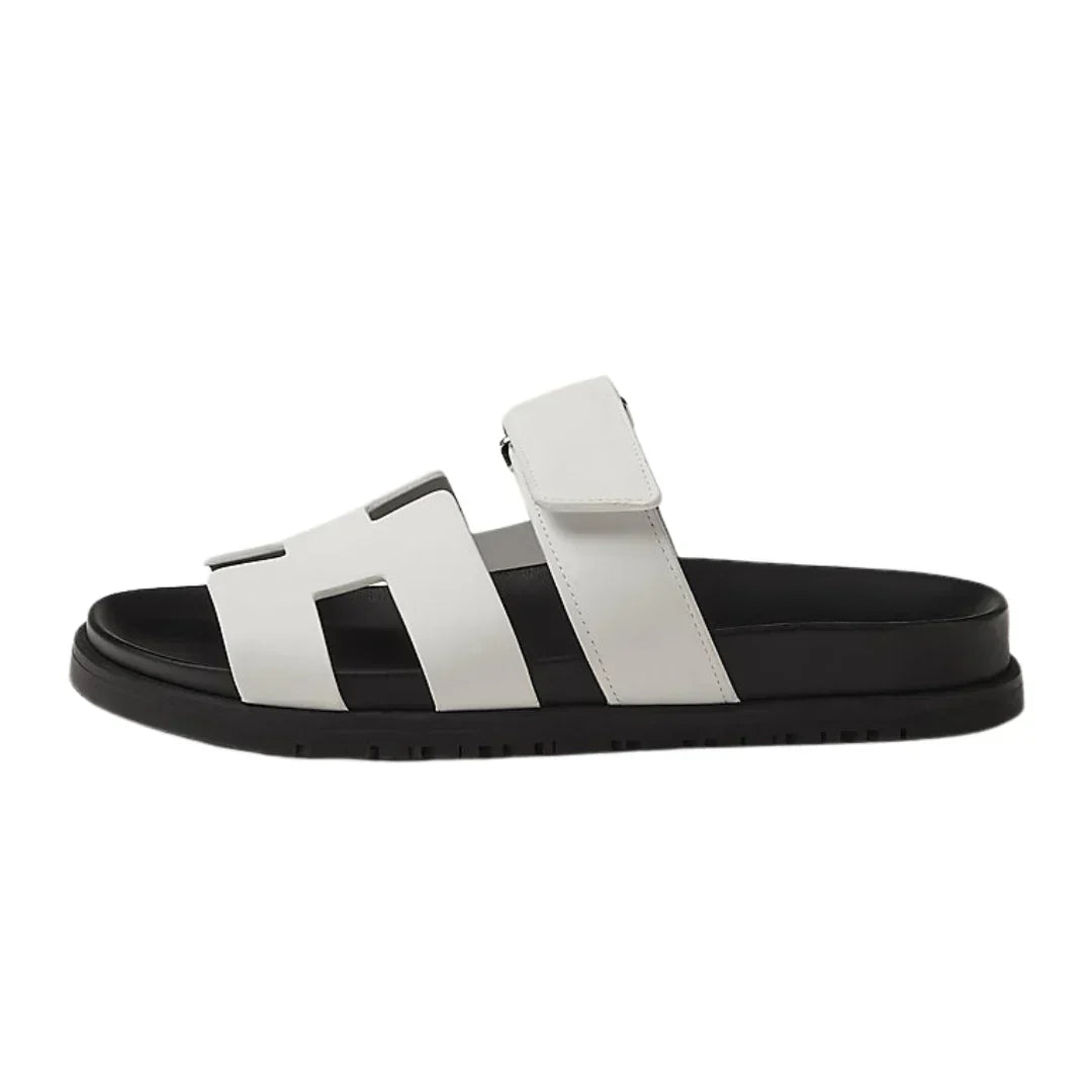 Hermes Chypre Sandals "White Leather"