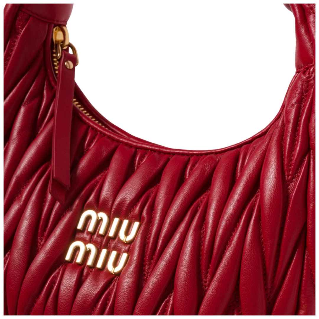 Miu Miu Bag | Wander Shoulder Bag in Matelassé Nappa Leather "Red"