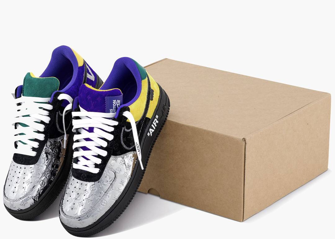 Nike Air Force 1 Low Louis Vuitton By Virgil Abloh Black Metallic Silver