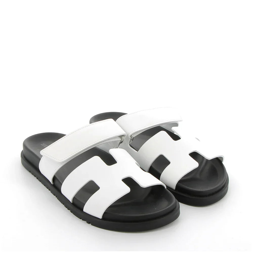 HERMES Chypre Sandals White Swift