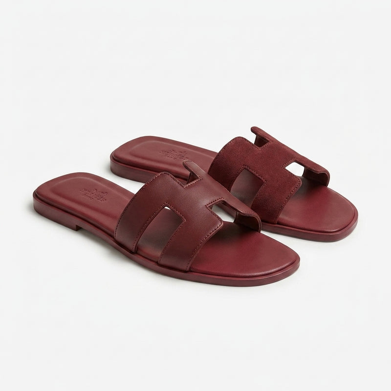 Hermès Sandals | Oran Burgundy Leather