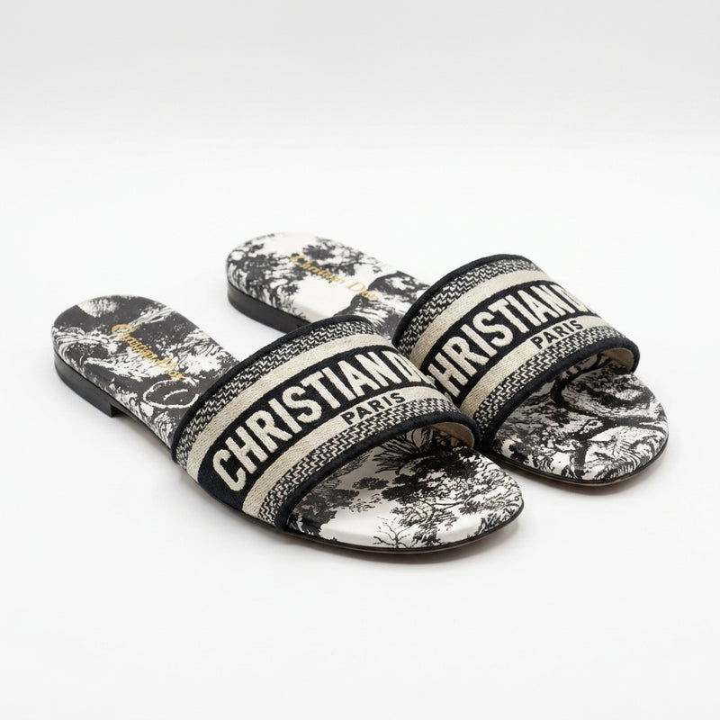 Dior Slides | Dway White Black Toile de Jouy