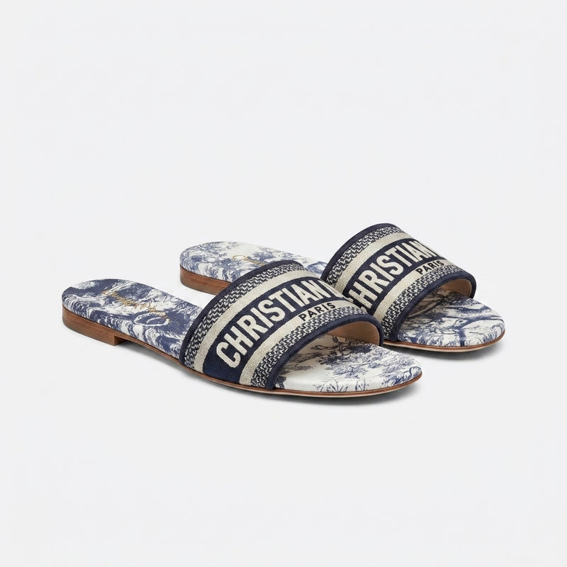 Dior Slides | Dway Navy Blue Toile de Jouy