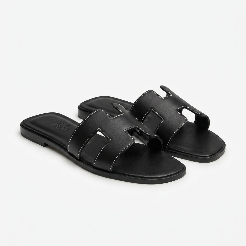 Hermès Sandals | Oran Black Leather