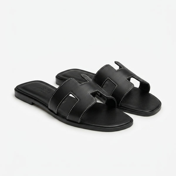 Hermès Sandals | Oran Black Leather