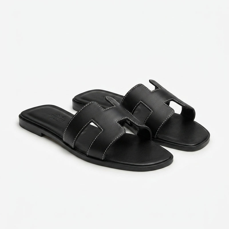 Hermès Sandals | Oran Black Leather