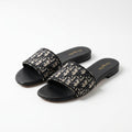 Dior Slides | Dway Black Oblique Embroidered