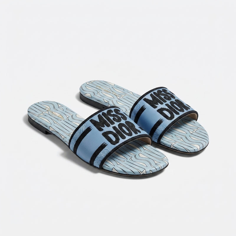 Dior Slides | Miss Dior Blue Embroidered