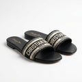 Dior Slides | Dway Black White Embroidered