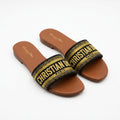 Dior Slides | Dway Black Gold Embroidered