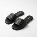 Chanel Slides | CC Logo Black Leather