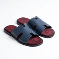 Hermès Men Slides | Izmir Navy Blue Burgundy Sole