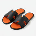 Hermès Men Slides | Izmir Black Orange Sole
