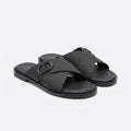 Dior Men Slides | Aqua Cross Strap Dark Grey Suede
