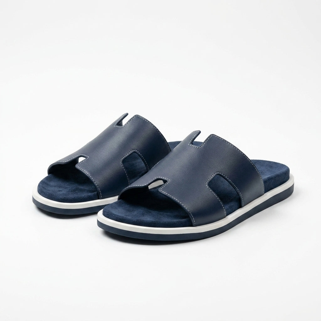 Hermès Men Slides | Izmir Navy Blue White Sole