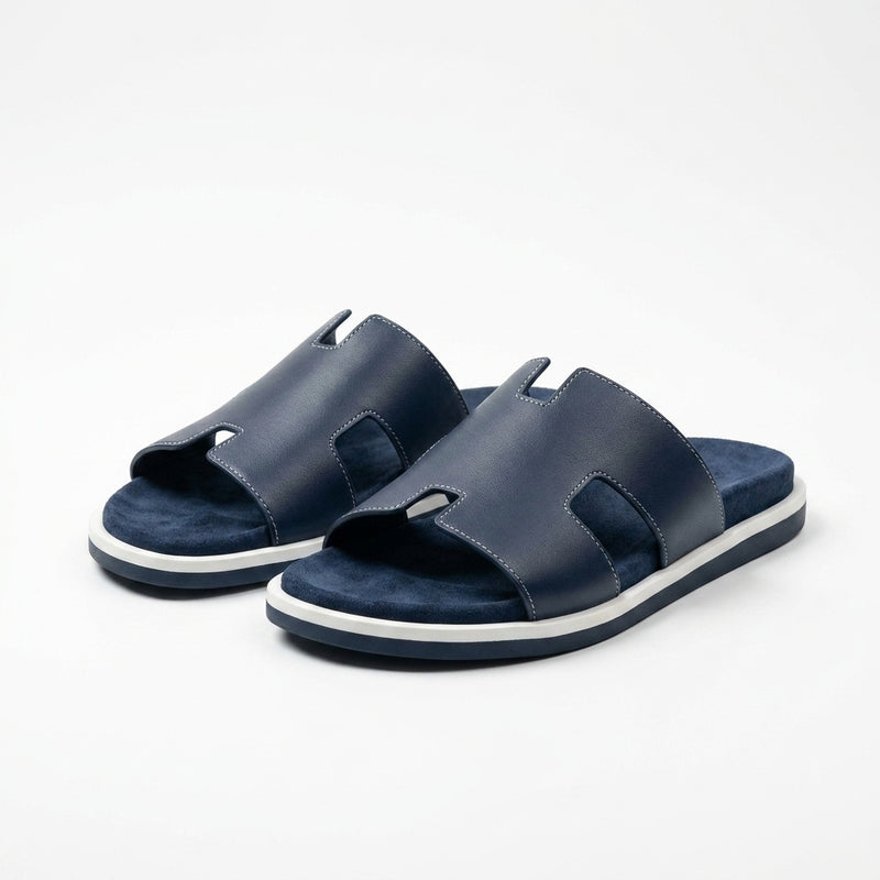 Hermès Men Slides | Izmir Navy Blue White Sole