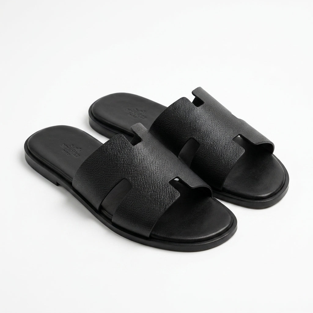 Hermès Men Slides | Izmir Black Epsom Leather