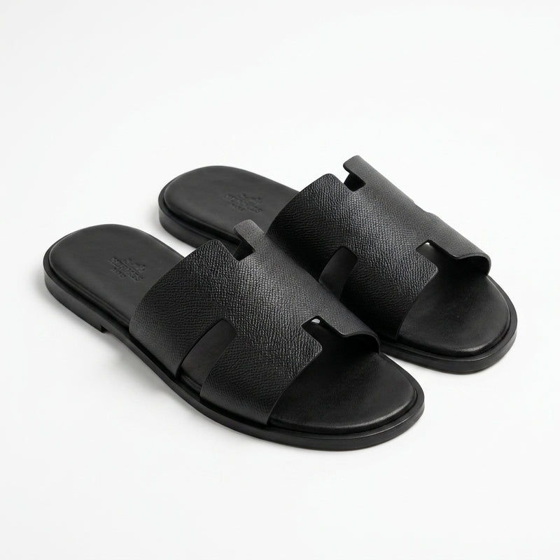 Hermès Men Slides | Izmir Black Epsom Leather