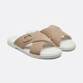 Dior Men Slides | Aqua Cross Strap Beige Suede