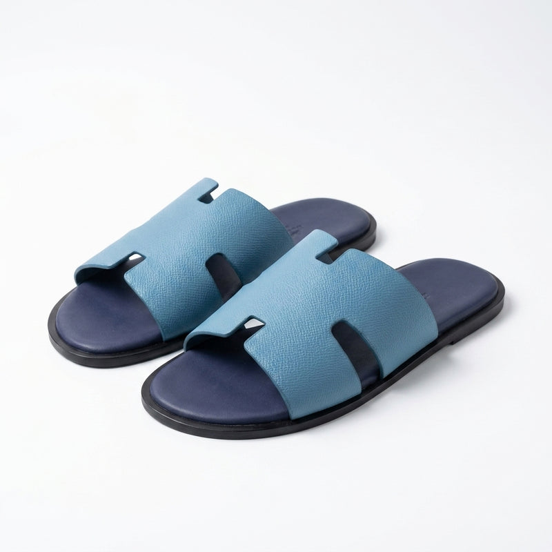 Hermès Men Slides | Izmir Steel Blue Epsom Leather