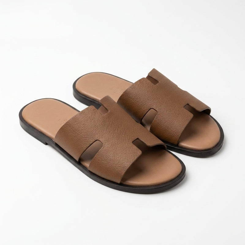 Hermès Men Slides | Izmir Camel Tan Epsom Leather