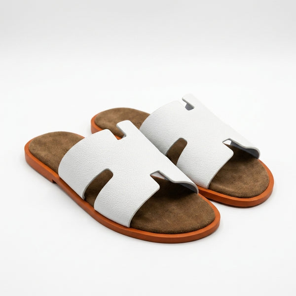 Hermès Men Slides | Izmir Ice Blue Brown Sole